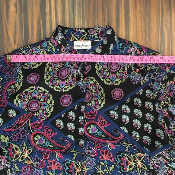 [White Stag] Sheer Paisley Button Down Shirt | See Measurements | Good - Picture 4 of 9